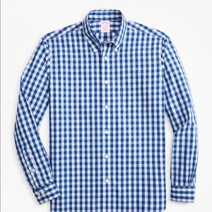 EUC brooks brothers non iron gingham size L